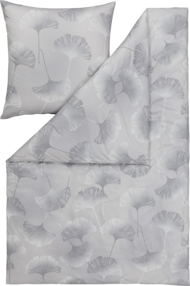 Estella Mako Jersey Bettwäsche 155x220 Isabella platin Gingko Blätter 6862-915 Bild 1