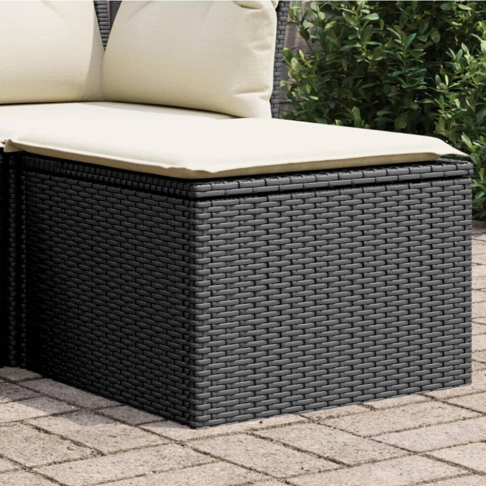 vidaXL Gartenhocker mit Kissen Schwarz 55x55x37 cm Poly Rattan 366003 Bild 1