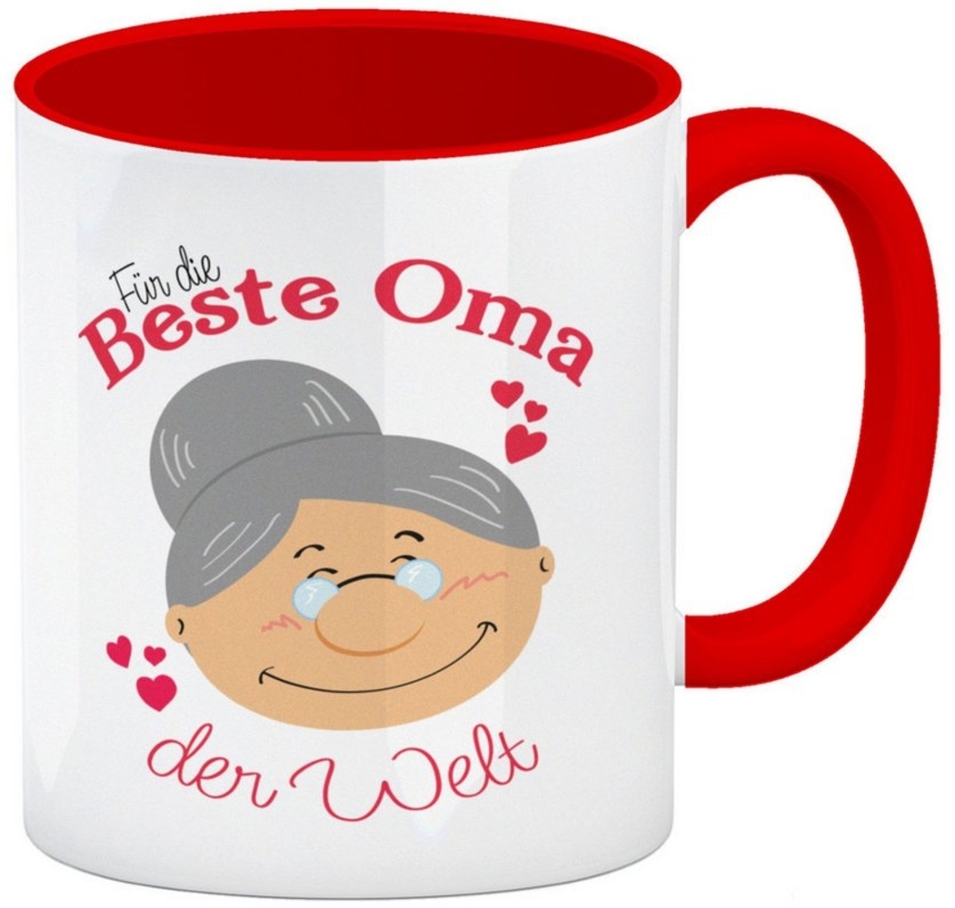 speecheese Tasse Für die beste Oma der Welt Kaffeebecher Rot Großmutter Bild 1