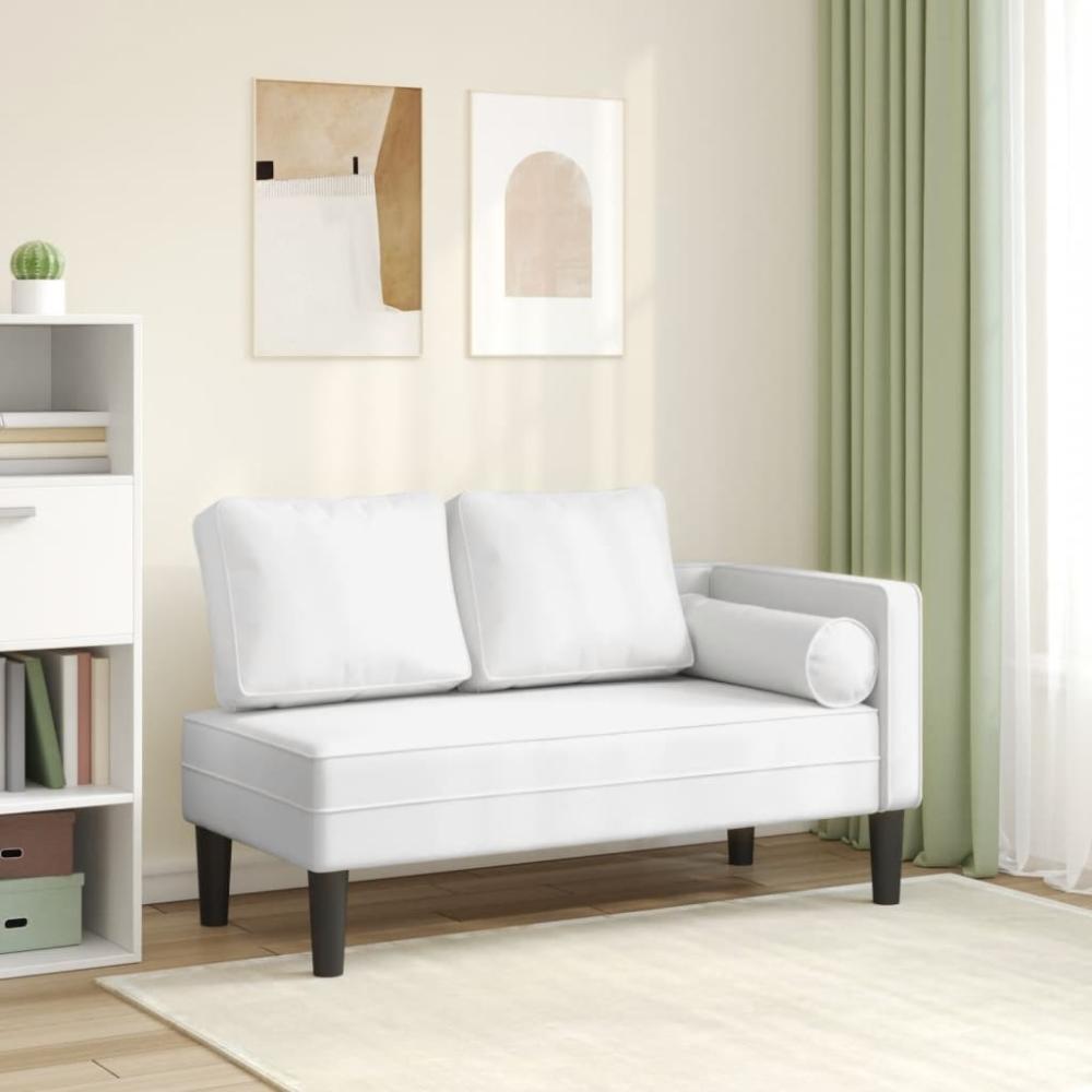 vidaXL Chaiselongue mit Kissen Weiß Kunstleder, 116,5 x 62 x 57,5 cm Bild 1