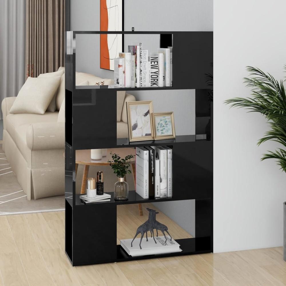 vidaXL Bücherregal Raumteiler Hochglanz-Schwarz 80x24x124,5 cm 809141 Bild 1