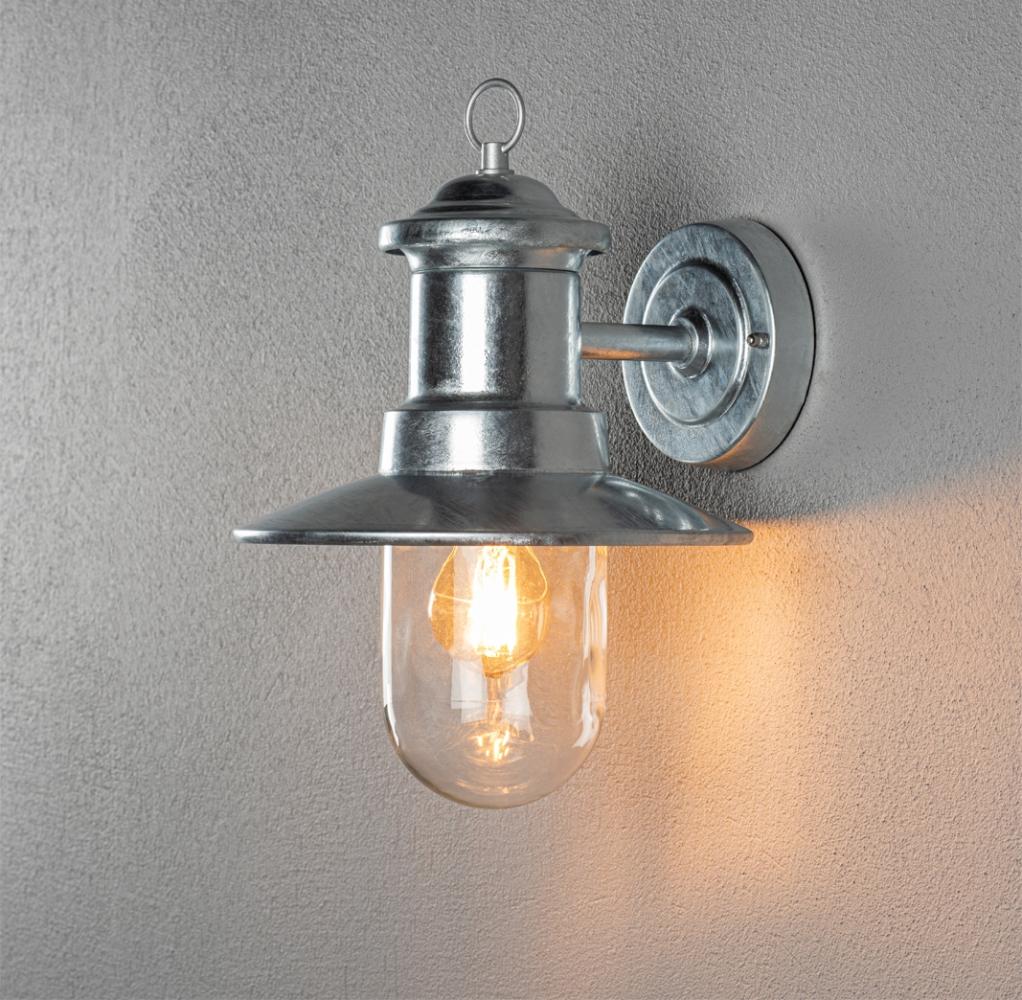 KONSTSMIDE No. 7346-320 Aussenwandleuchte Napoli E27 galvanisiert klares Glas Bild 1