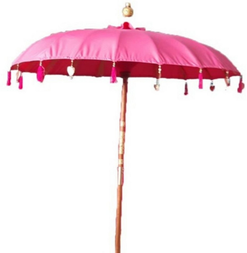 Van der Leeden Sonnenschirm Pink, Bali Schirm, Baumwolle, Handmade, Ø 185 cm, Gartenschirm Bild 1