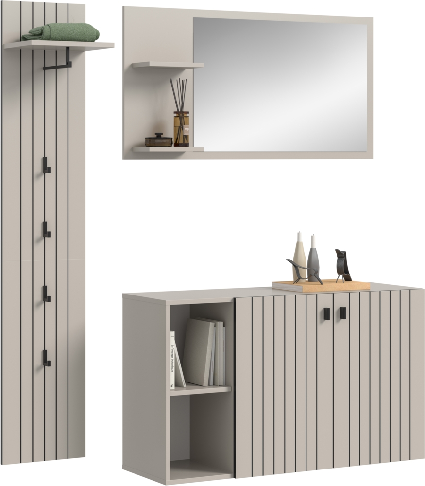 Garderobenkombination (B/H/T: 152x192x37 cm) in Kaschmir Nachbildung Bild 1