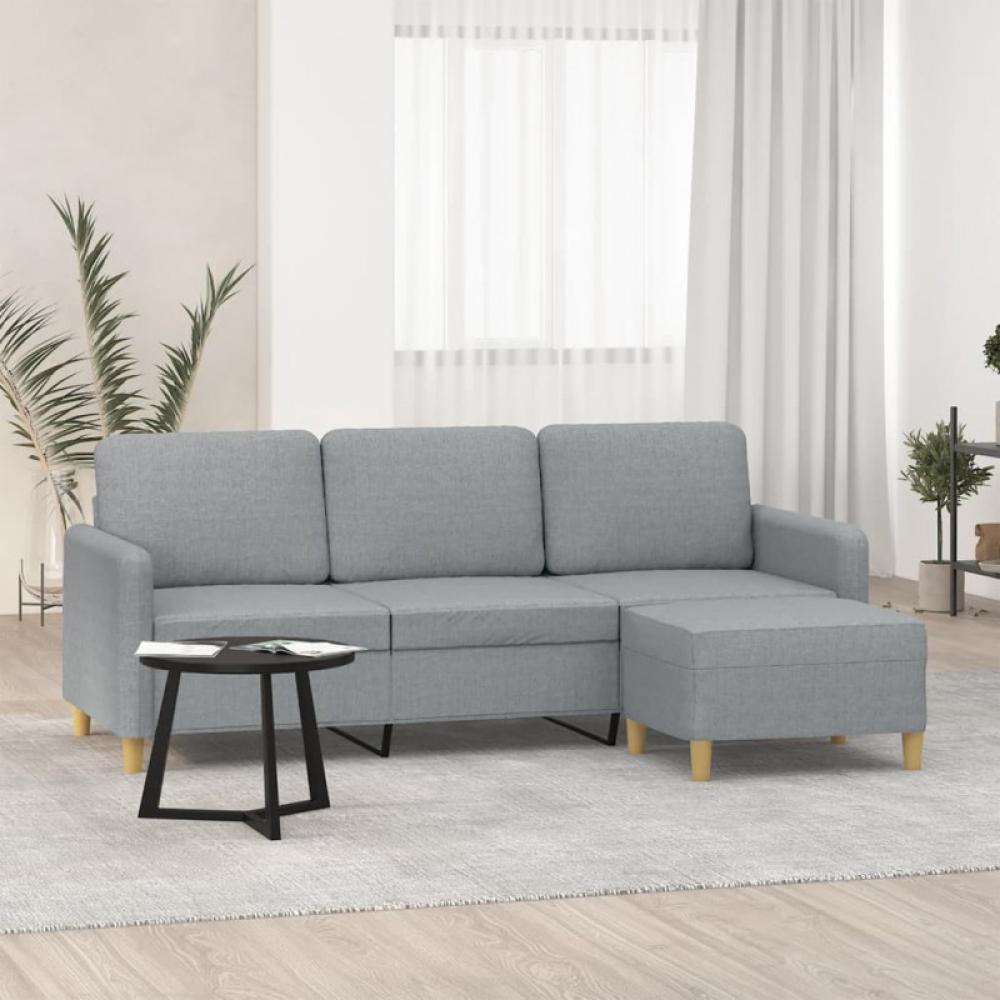 3-Sitzer-Sofa mit Hocker Hellgrau 180 cm Stoff (Farbe: Grau) Bild 1