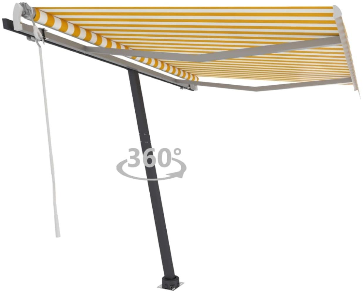 vidaXL Standmarkise Manuell Einziehbar 350x250 cm Gelb/Weiß 3069718 Bild 1