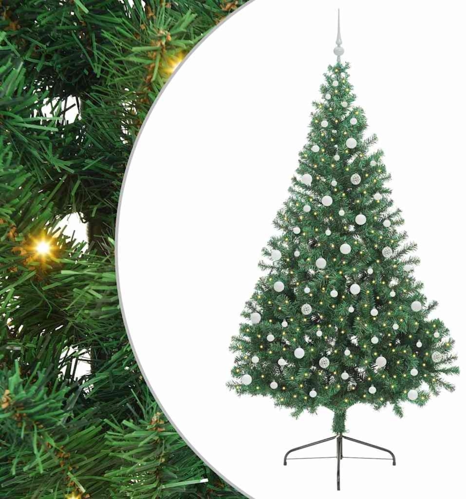 vidaXL Künstlicher vorbeleuchteter Weihnachtsbaum Grün 240 cm PVC 3397040 Bild 1