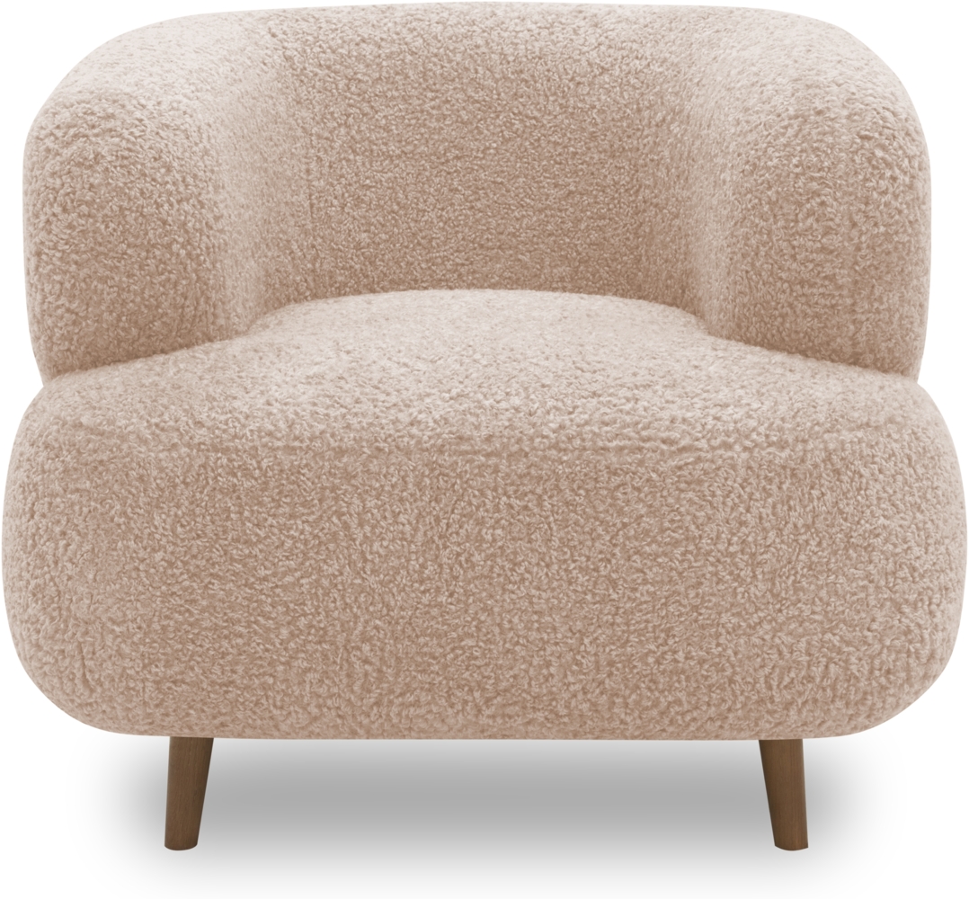 DOMO. collection Sessel 800 014, Polstersessel in organischer Form mit Taschenfederkern, gepolsterte Rückenlehne, Holzfüße, Armsessel, Cocktailsessel, Loungesessel, 90 x 86 x 73 cm (BxTxH), creme Bild 1
