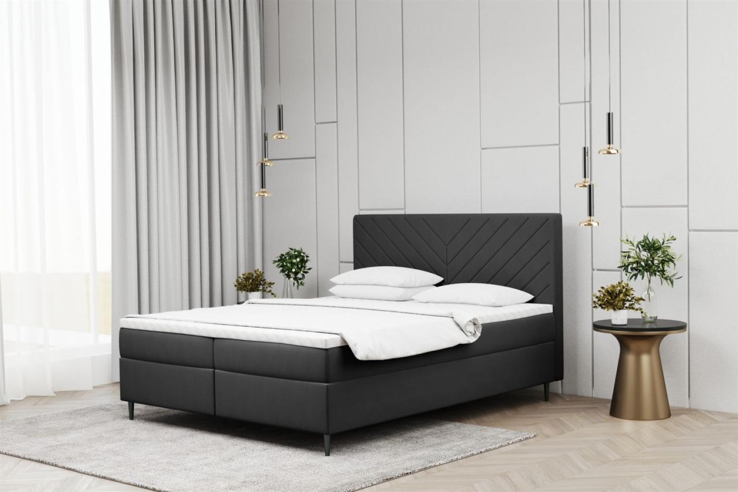 Boxspringbett Schlafzimmerbett BONITA 120x200cm in Stoff Matt Velvet Anthrazit Bild 1