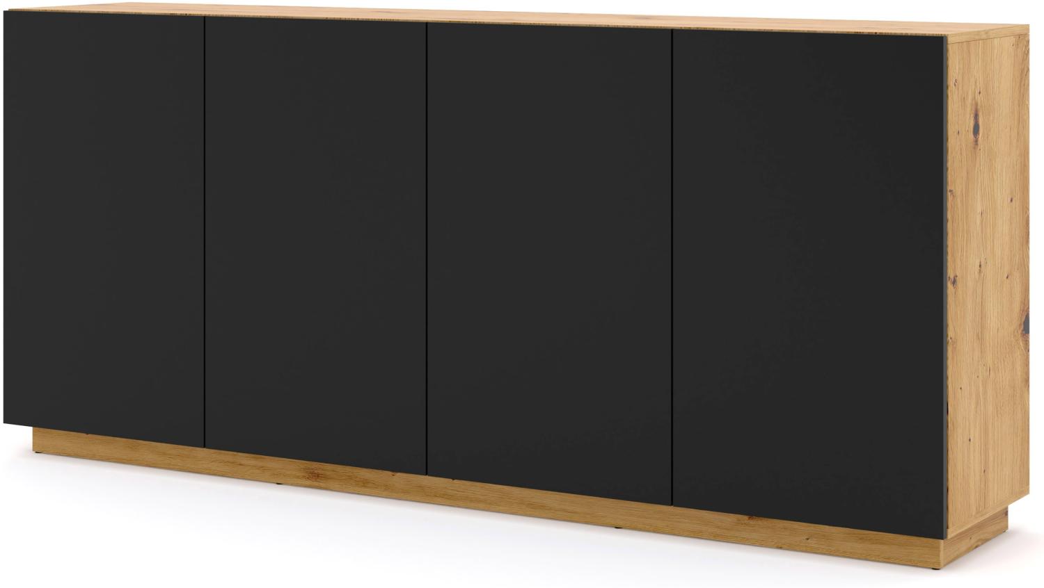 Domando Sideboard Empoli M2 Modern Breite 198cm, schicker Farbkontrast in Artisan Eiche und Schwarz Matt Bild 1