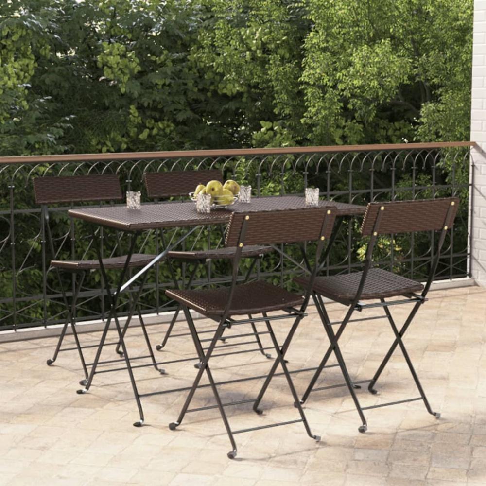 vidaXL Bistrostühle 4 Stk. Klappbar Braun Poly Rattan und Stahl 3152115 Bild 1