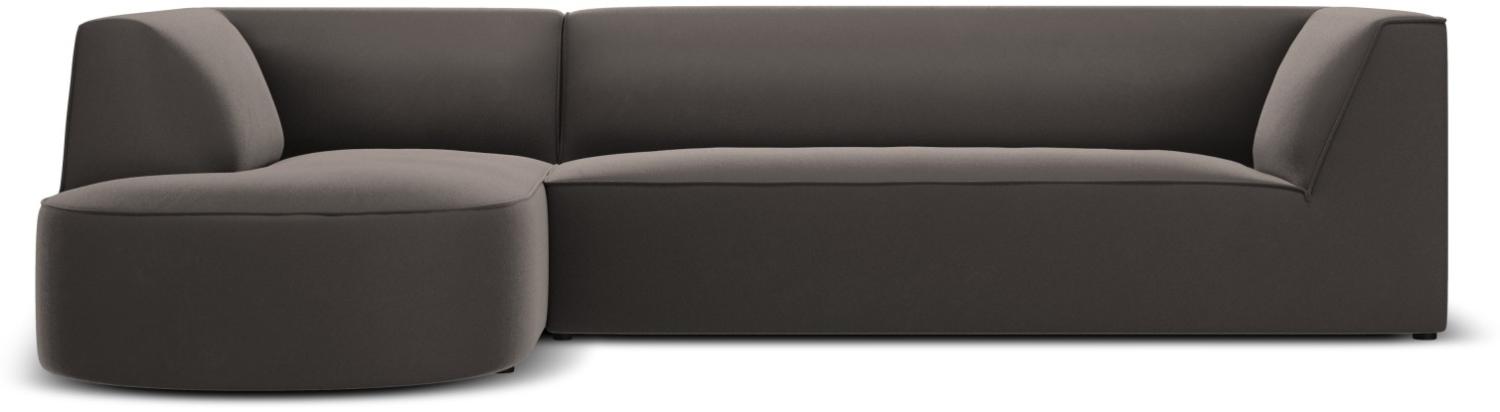 Micadoni 4-Sitzer Samtstoff Modular Ecke links Sofa Ruby | Bezug Dark Grey | Beinfarbe Black Plastic Bild 1