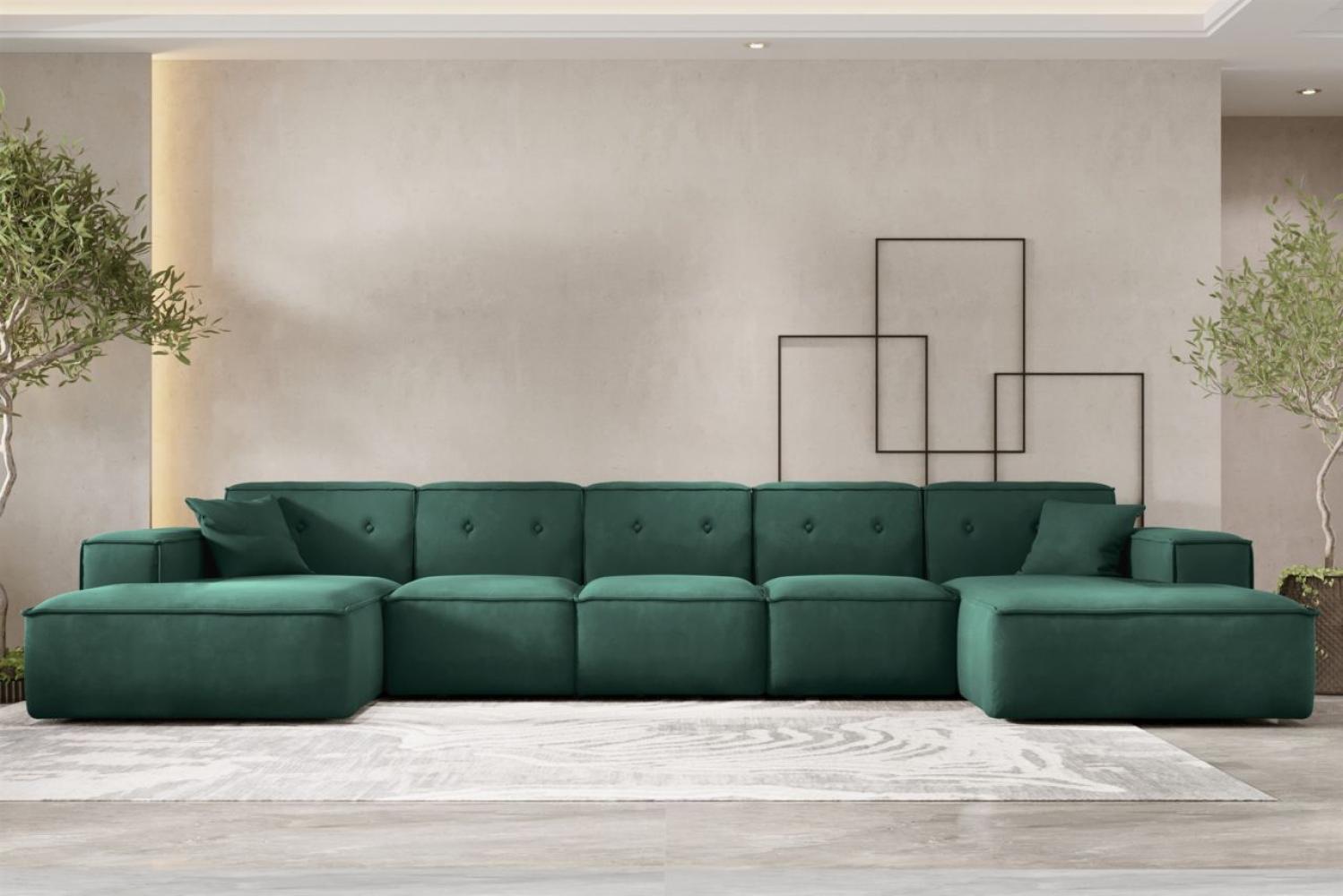 Wohnlandschaft Sofa U-Form CESINA XL in Stoff Opera Velvet Grün Bild 1