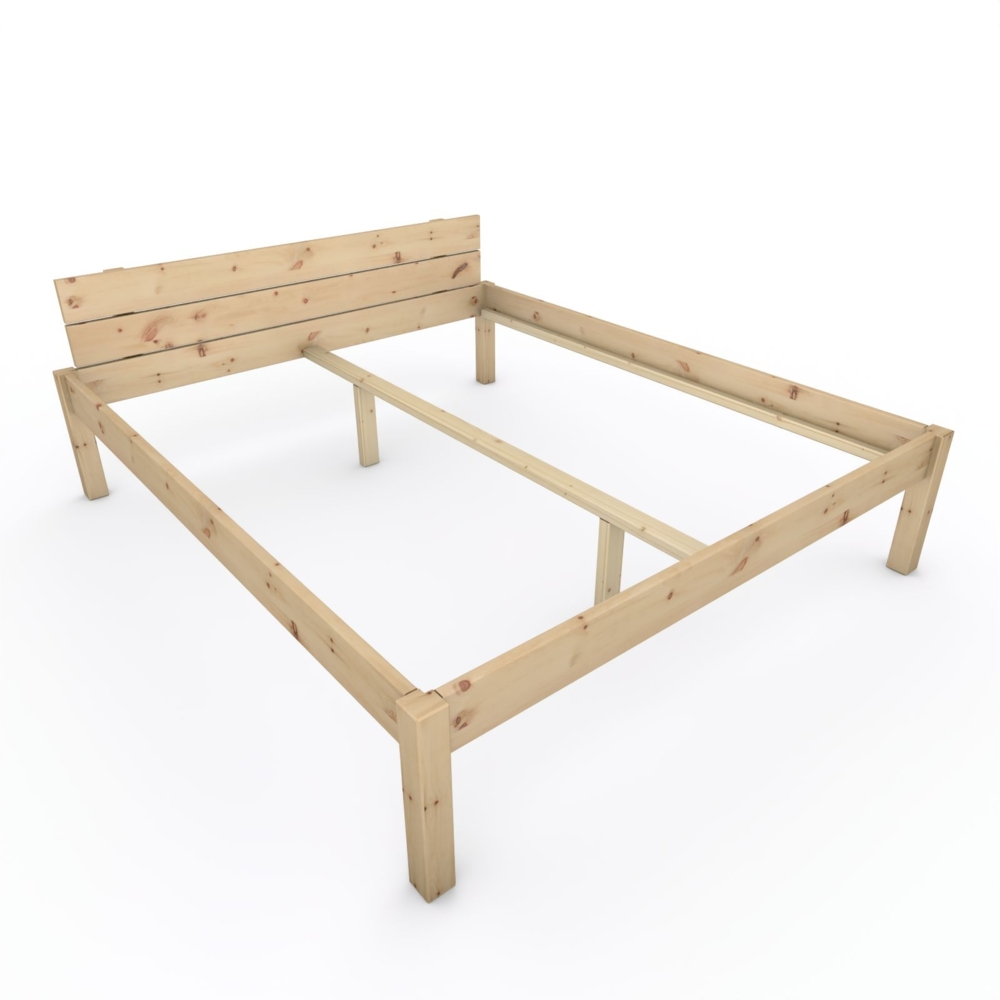 Pfostenbett "metallarm" Zirbe Holzbett "Daybett" 180 x 210cm 48cm Doppelbett Bild 1