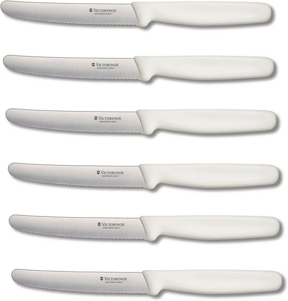 Victorinox | Tafelmesser Set – 6-teilig | präzises Schneiden | ergonomischer Griff | ideal für Küche und Esstisch | farblich abgestimmt in Weiß Bild 1