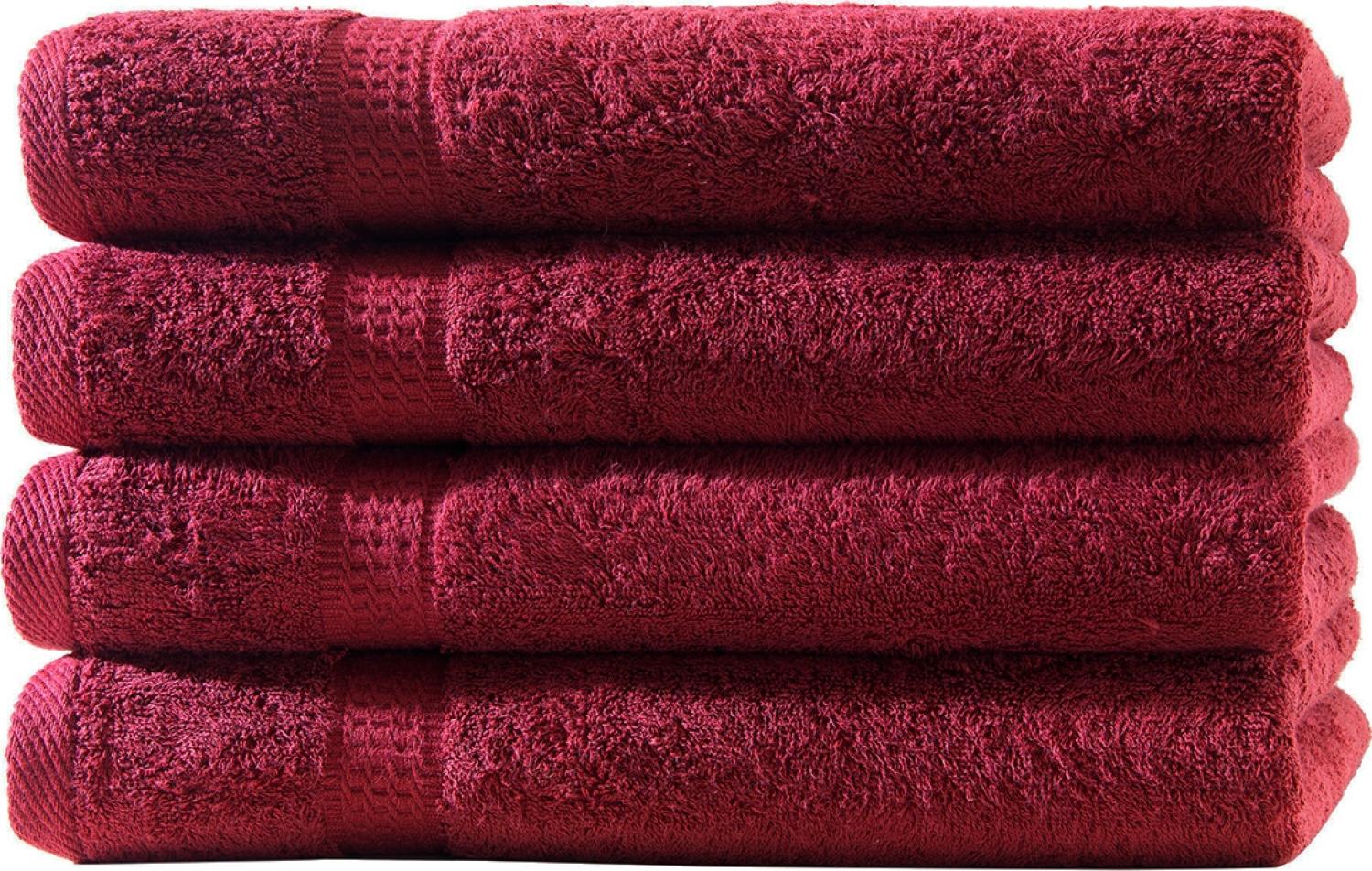 Müskaan - 4er Set Frottee Gästetücher Elegance 30x50 cm 100% Baumwolle 500 g/m² Gästetuch bordeaux Bild 1