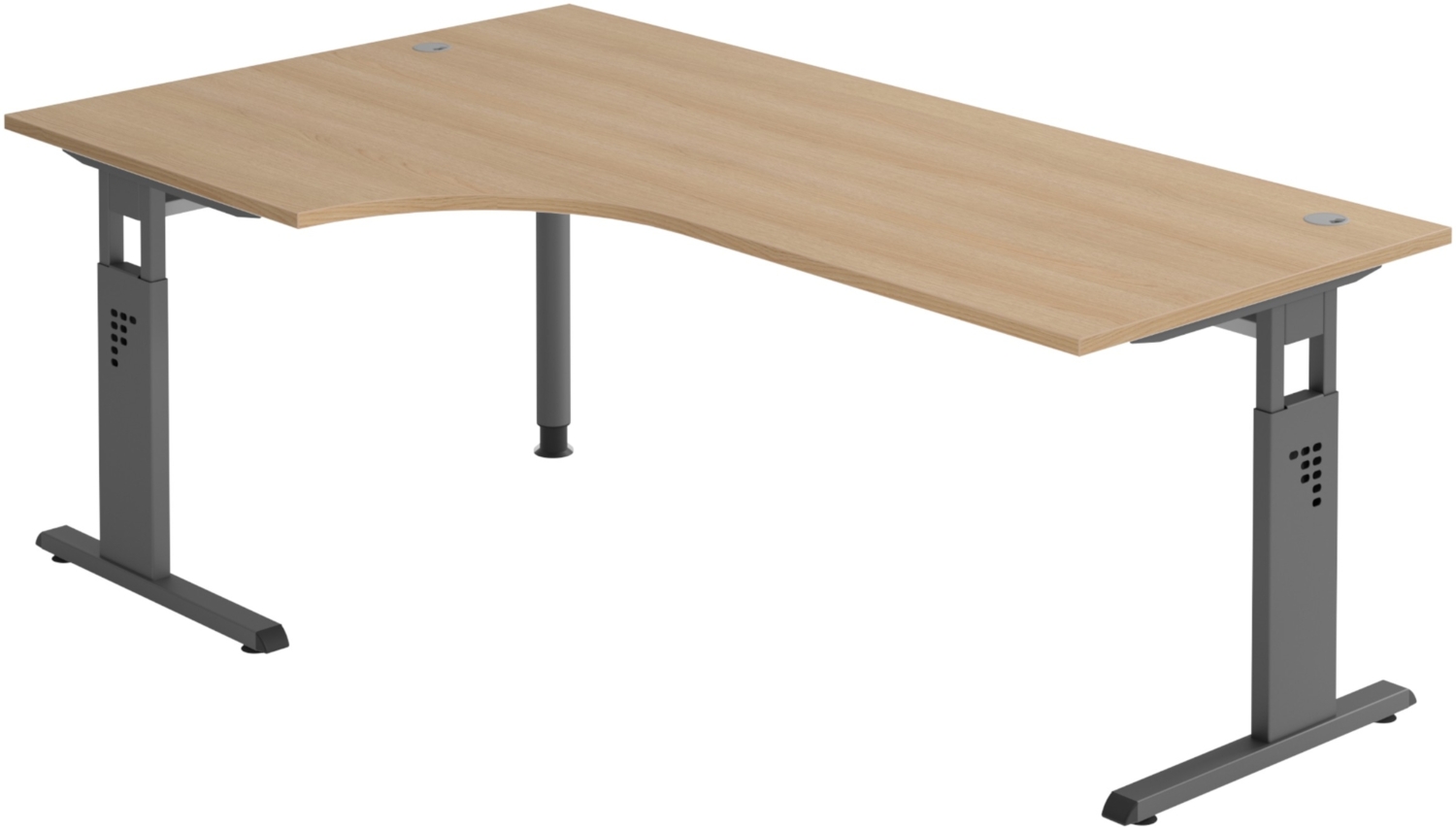 bümö höhenverstellbarer Eckschreibtisch O-Serie 200x120 cm in Eiche, Gestell in Graphit - Schreibtisch L Form, großer Tisch für's Büro, Computertisch höhenverstellbar, OS-82-E-G Bild 1