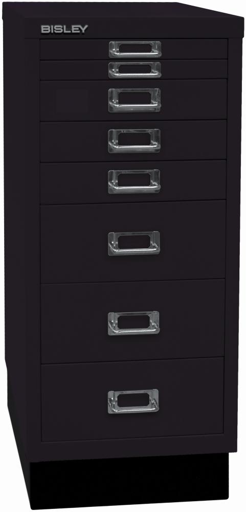 Bisley MultiDrawer™, 29er Serie mit Sockel, DIN A4, 8 Schubladen, Farbe schwarz Bild 1