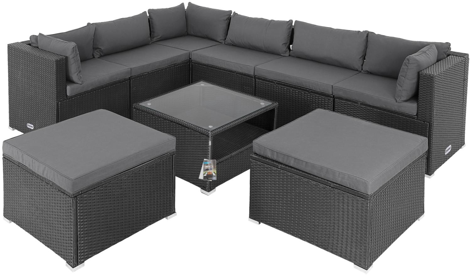 Casaria XXL Polyrattan Lounge Set Taipei schwarz/anthrazit Bild 1