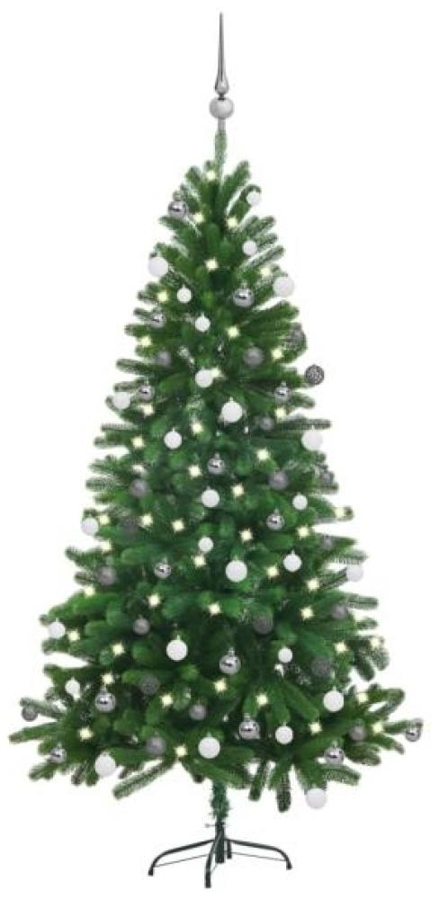 vidaXL Künstlicher Weihnachtsbaum mit LEDs & Kugeln 150 cm Grün, Mit Beleuchtung [3077726] Bild 1