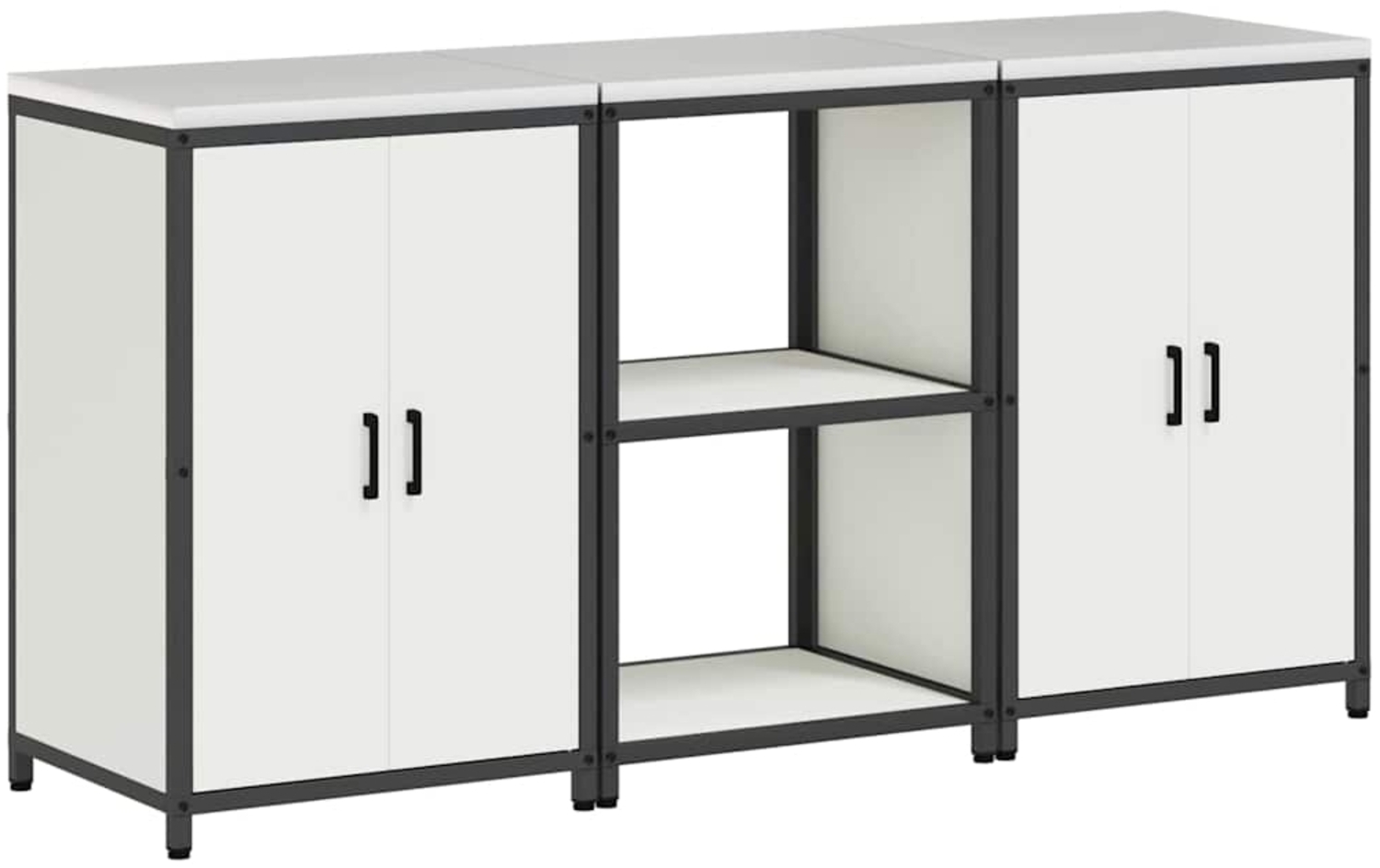 vidaXL Aufbewahrungsset für die Küche mit Regal 3 pcs Weiß Stahl 3392695 Bild 1