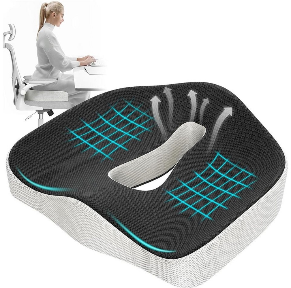 RWEUOQ Stuhlkissen Stuhlkissen Sitzkissen Autositz für Auto Ergonomisches Memory Foam, für Auto Ischias Steißbein Schmerzlinderung Erhöhung Keil Booster Bild 1