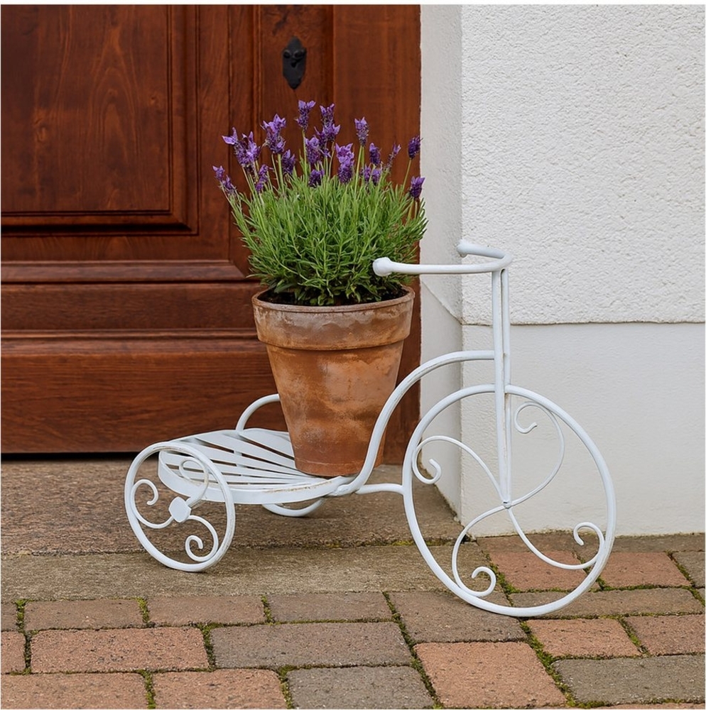 HTI-Living Blumenständer Pflanzenständer im Fahrrad-Design Vintage Weiß (Stück, 1 St, 1 Blumenständer), Pflanzenhocker Metall nostalgisch Bild 1