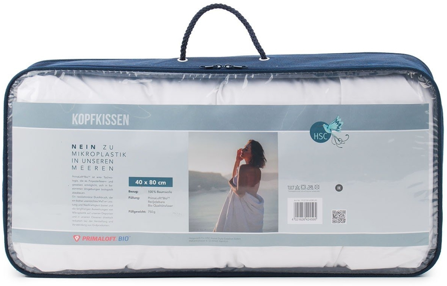 HSC Home-Style-Creation GmbH Microfaserkissen Prima Loft. Bio, Füllung: 100% PrimaLoftBio, recyclebare Bio Qualitätsfaser, Bezug: 100% Baumwolle, Packung, 1-tlg, 100% biologisch abbaubare Polyesterfaser Bild 1