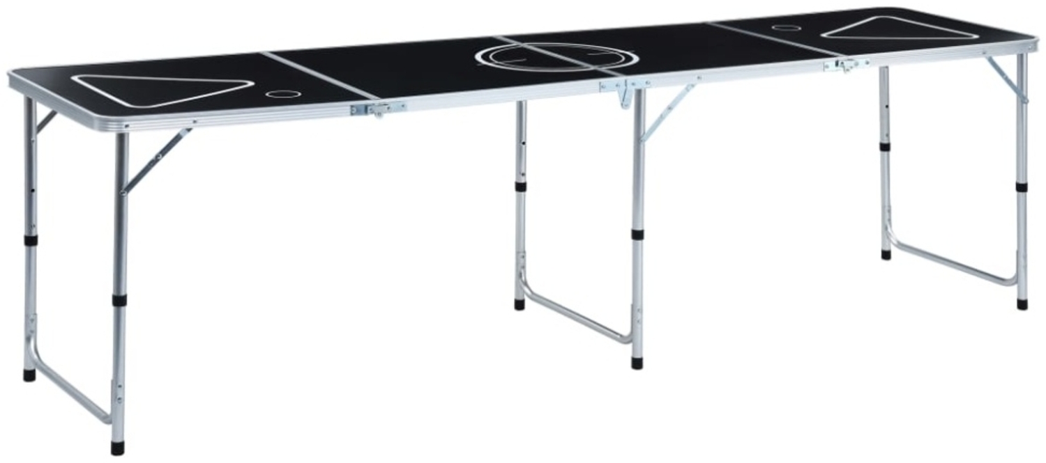 vidaXL Klappbarer Bier-Pong-Tisch 240 cm Schwarz 48188 Bild 1