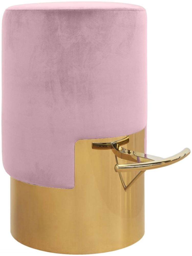 Casa Padrino Luxus Barhocker Rosa / Gold Ø 46 x H. 76 cm - Barmöbel Bild 1