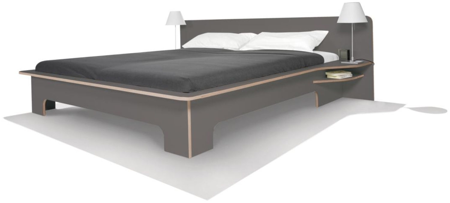 PLANE Doppelbett Anthrazit mit Birkenkante 160 x 220 cm Bild 1