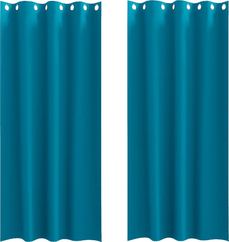 vidaXL Verdunkelungs-Vorhänge mit Ringen 2 pcs Türkis 225 x 140 cm 4107420 Bild 1