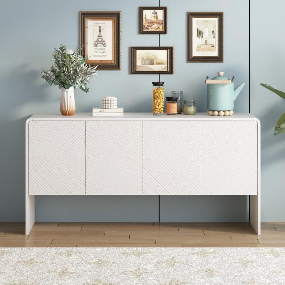 Merax Sideboard mit 4 Türen und Einlegeböden, Kommode mit Kippschutz, Anrichte, Buffet Scandi, B:152,5cm Bild 1