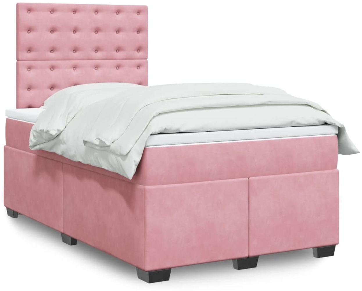 vidaXL Boxspringbett mit Matratze Rosa 120x190 cm Samt 3290875 Bild 1