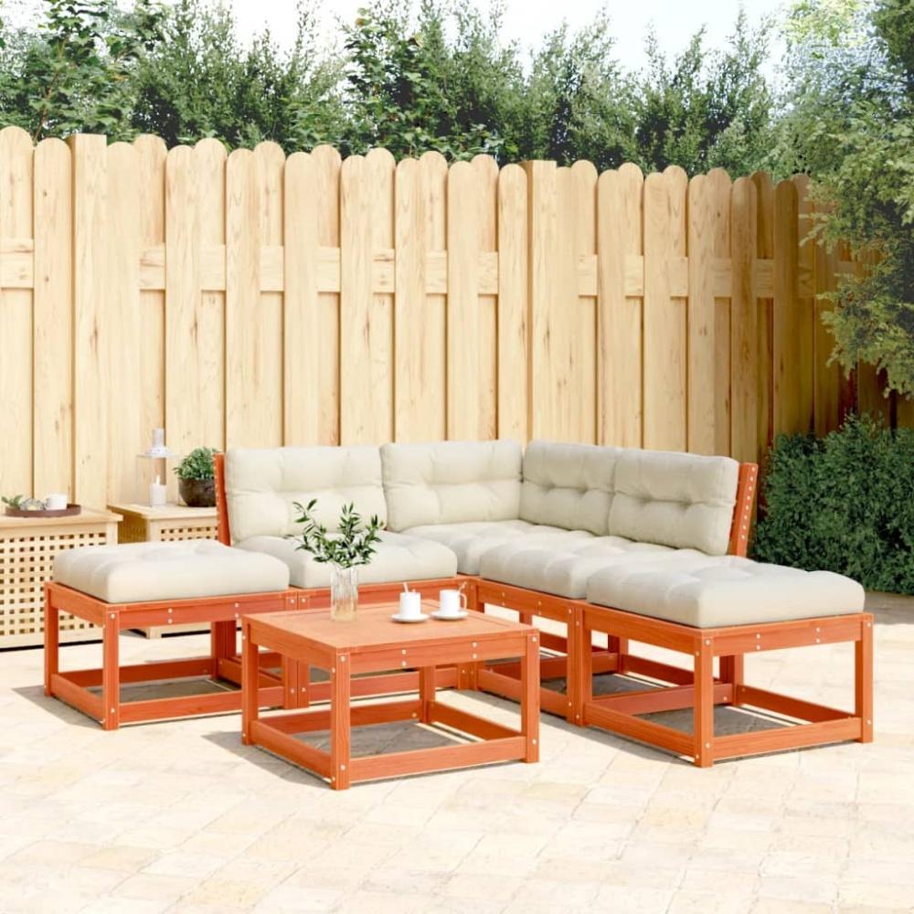 vidaXL 5-tlg. Garten-Sofagarnitur mit Kissen Wachsbraun Kiefernholz 3216962 Bild 1