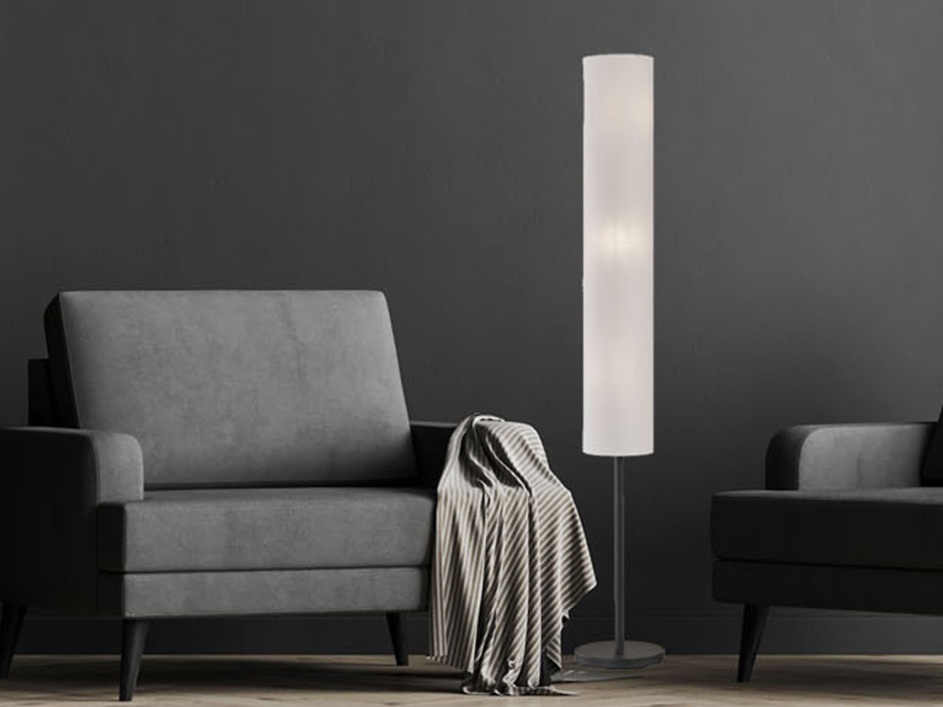 Fischer & Honsel 40449 Stehleuchte Ramas 3-flammig sandschwarz weiss E14 Bild 1