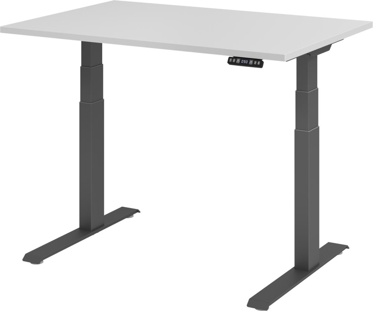 bümö elektrisch höhenverstellbarer Schreibtisch 120x80 cm in grau, Gestell graphit mit Memory-Steuerung, elektrischer Bürotisch höhenverstellbar Gaming Tisch, XDKB12-5-G Bild 1