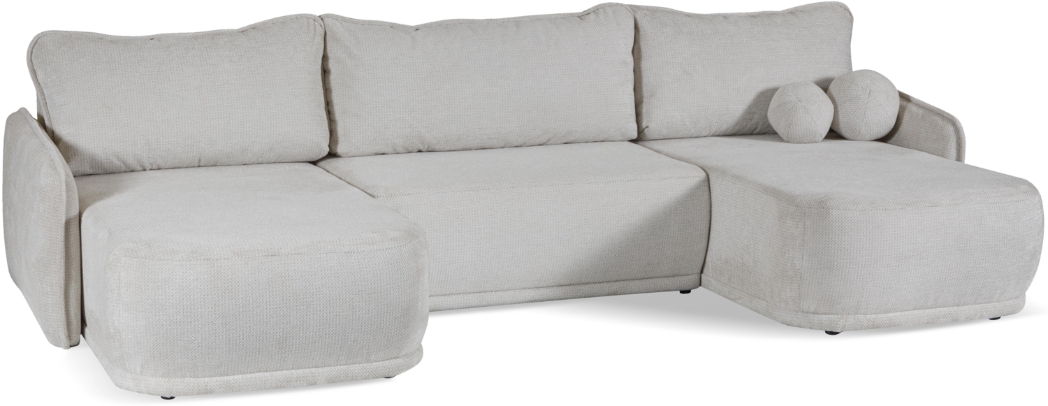 AX LIVING Big Sofa hellgrau Avezza Wohnlandschaft U Form Aschgrau 332 Bild 1