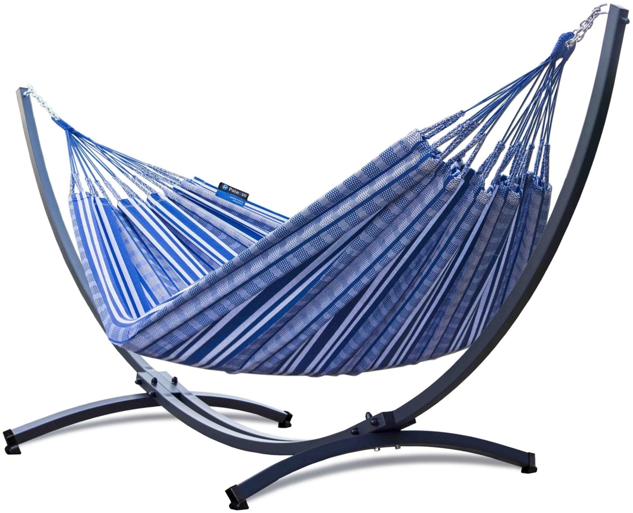 Potenza Pereira Hängematte mit Gestell – 220kg für 2 Personen I 100% Baumwolle Hängematte - 230x160, 200kg I Baltica Bild 1