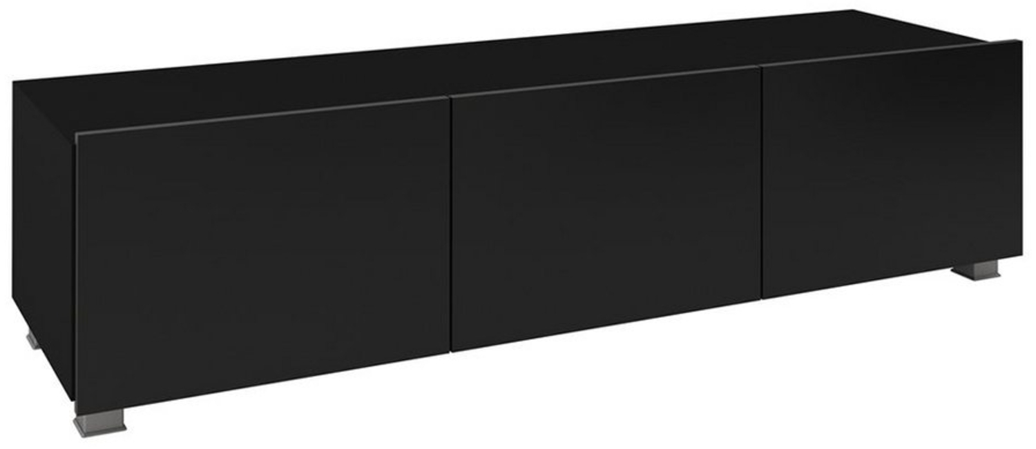 Lomadox Lowboard CAIRNS-132, in schwarz Hochglanz, Modern, grifflos Bild 1