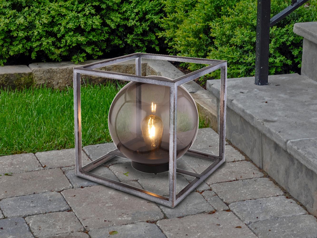 Globo LED Solar-Tischleuchte Metall Rauchglas 23cm Bild 1