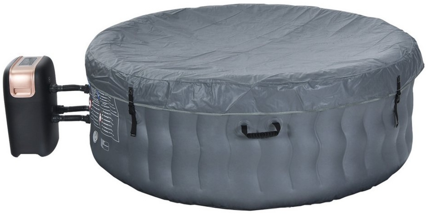 COSTWAY aufblasbarer Pool, Ø 180 cm, für 4 Personen, 108 Massagedüsen, Heizung, 800 Liter, 2240 W, inkl. Abdeckung, für Indoor & Outdoor (Standard-Version, grau) Bild 1