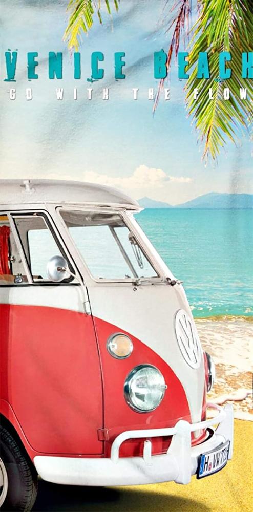 BERONAGE Strandtücher VW Volkswagen Bulli T1 Venice Beach 067 Badetuch 75x150 cm, 100% Baumwolle (1-St), Frottee in Velours-Qualität Bild 1