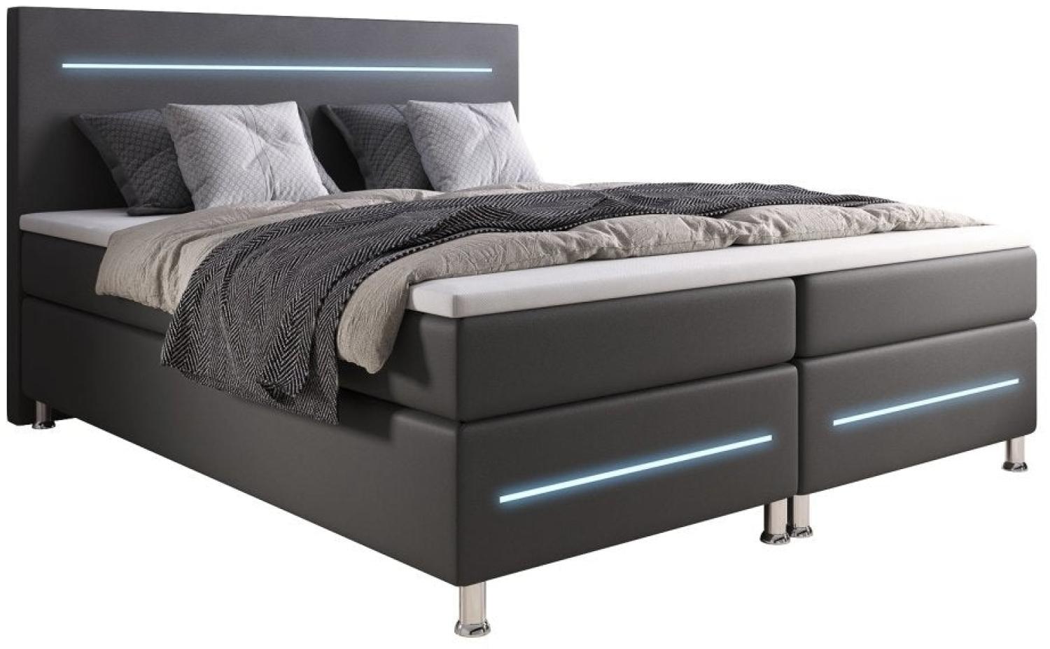 Boxspringbett Sejour mit LED 90x200 H2 Grau Bild 1