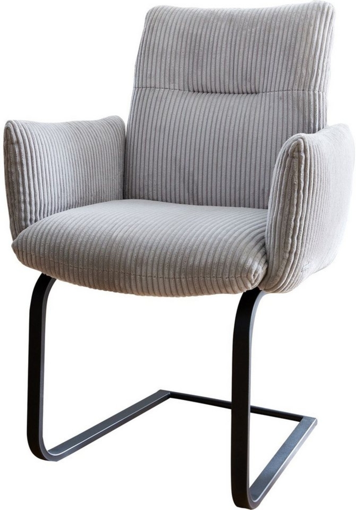 Freischwinger Jova-Flex mit Armlehnen Cord Silbergrau Freischwinger flach Schwarz Taschenfederkern Bild 1