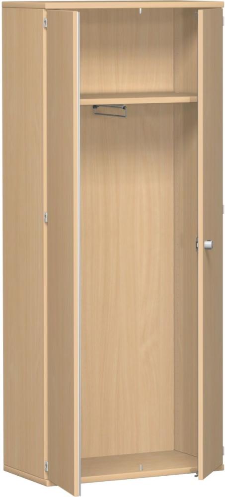 Garderobenschrank mit ausziehbarem Garderobenhalter, 80x42x192cm, Buche Bild 1