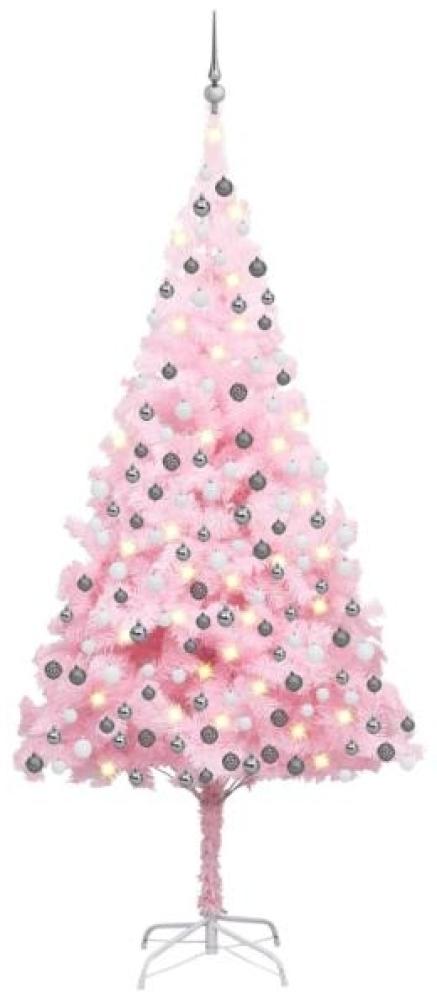 vidaXL Künstlicher Weihnachtsbaum mit Beleuchtung & Kugeln Rosa 210cm 3077672 Bild 1