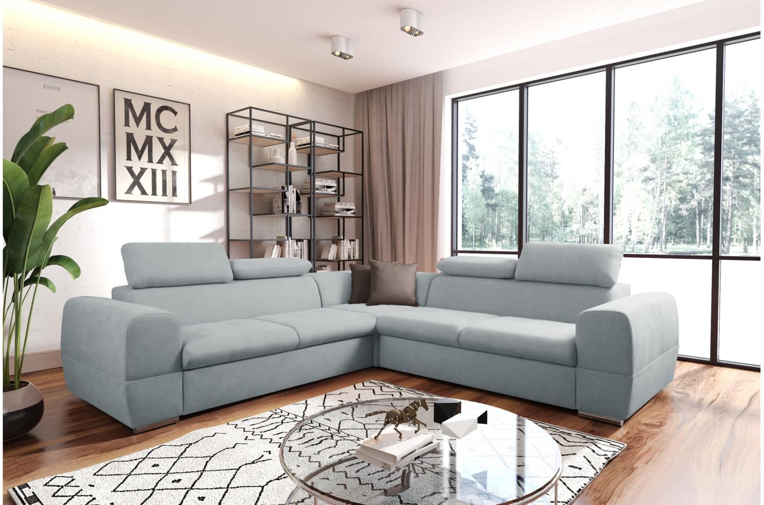 Stylefy Premiera Ecksofa Links Wasserdichtes Velours Grau Bild 1