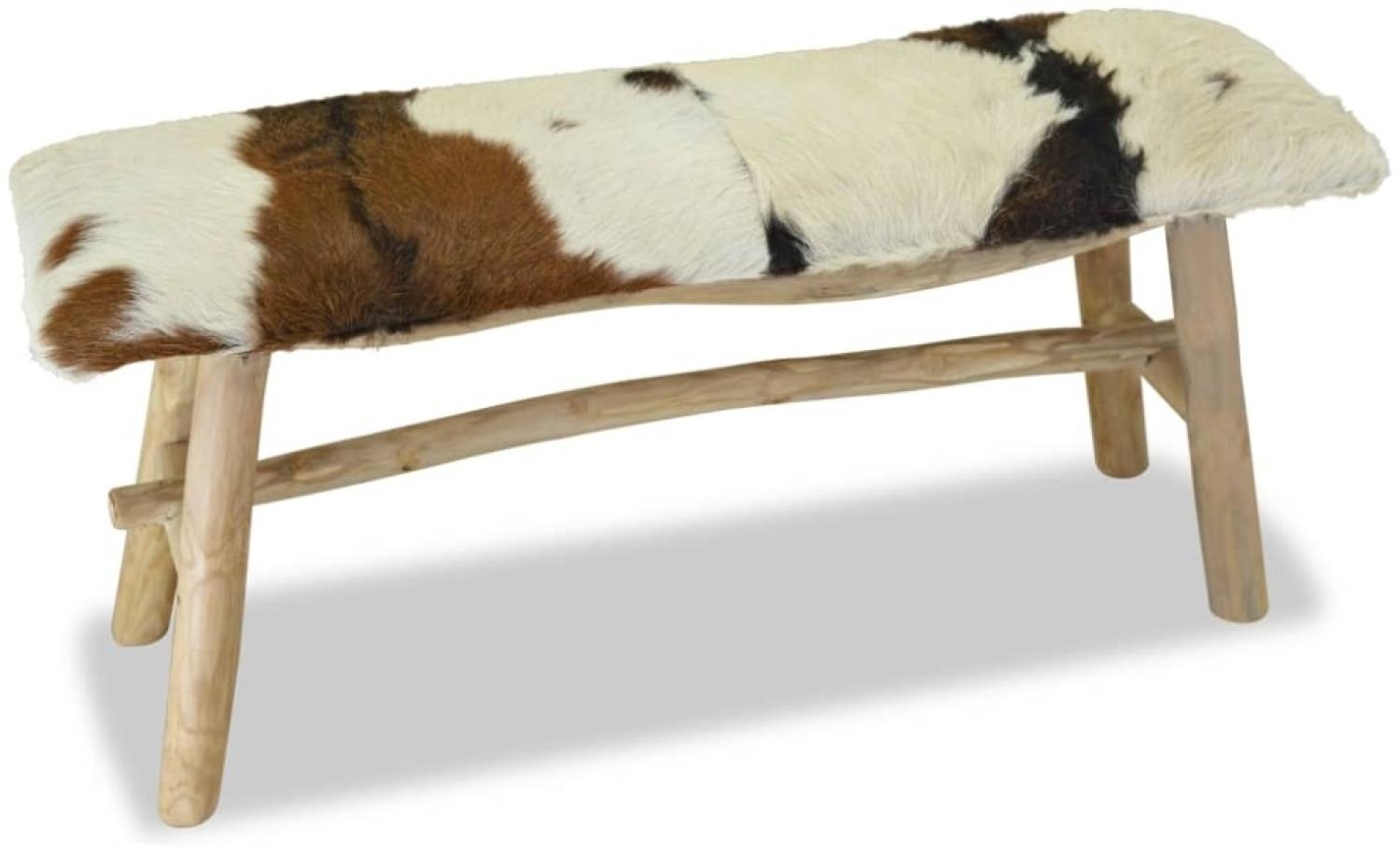 vidaXL Sitzbank Echtleder Teak 244547 Bild 1