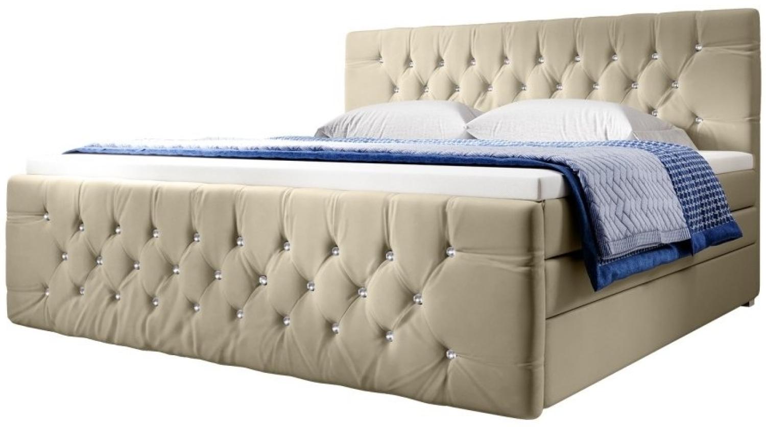 Boxspringbett Nobile mit Strass und Stauraum Schwarz 160x200 H3 Bild 1